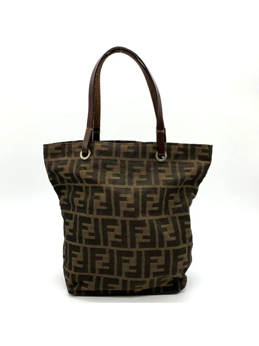 Fendi Zucca Tote Bag Nylon Leather Brown
